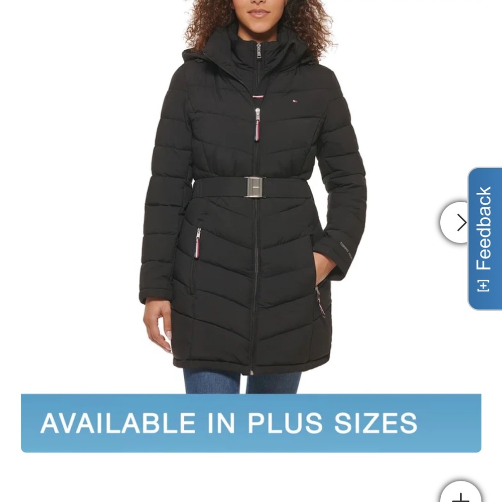 Tommy Hilfiger Women's Black Belted Puffer Jacket